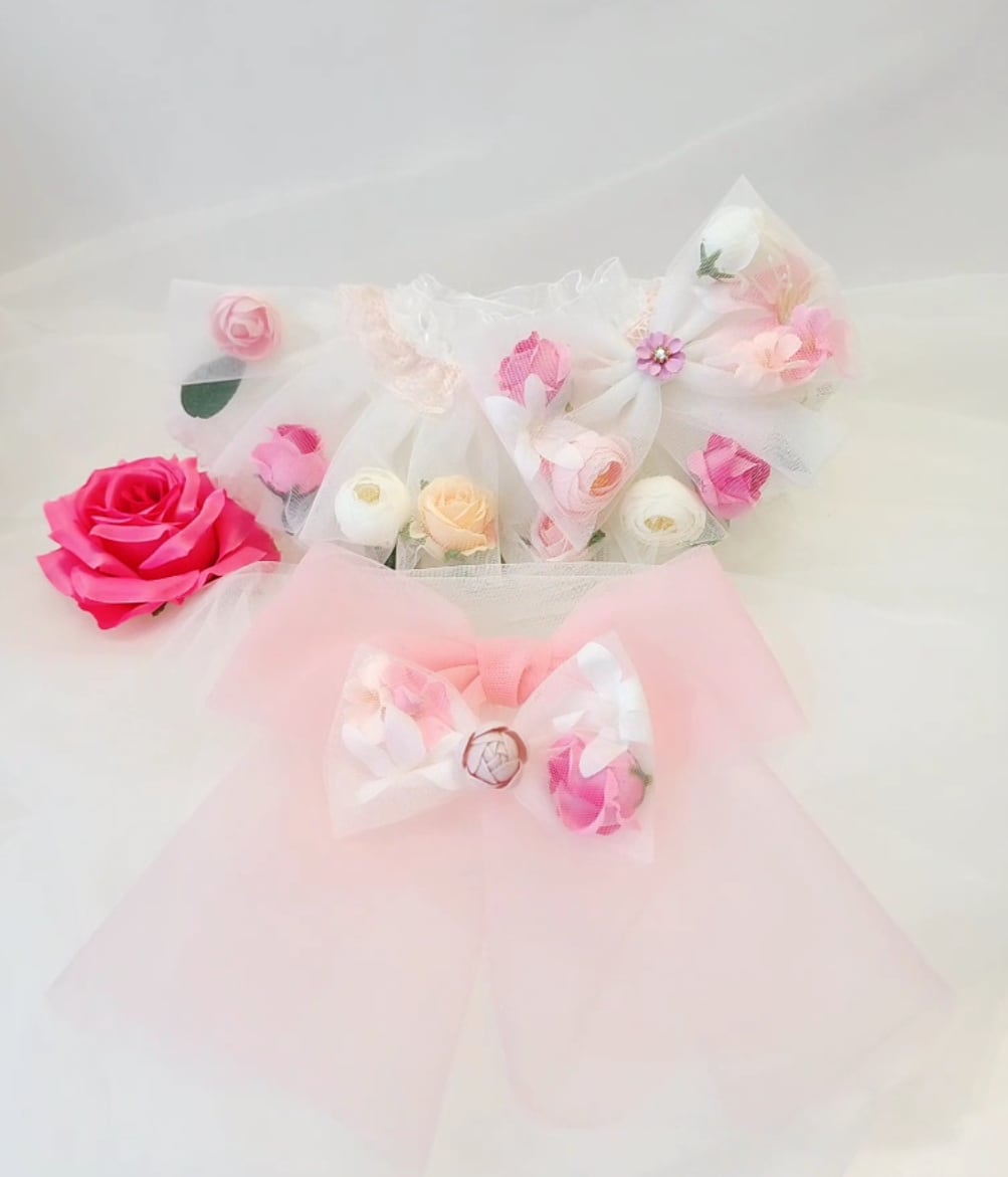 予約【PARTYC】Flower Wedding Cape (Pink)