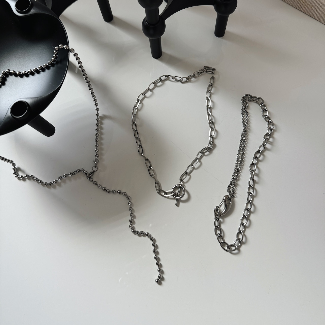 free adjust ball chain necklace/silver