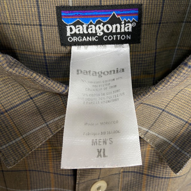 00s Patagonia ダークチェック長袖シャツ オーガニックコットン
