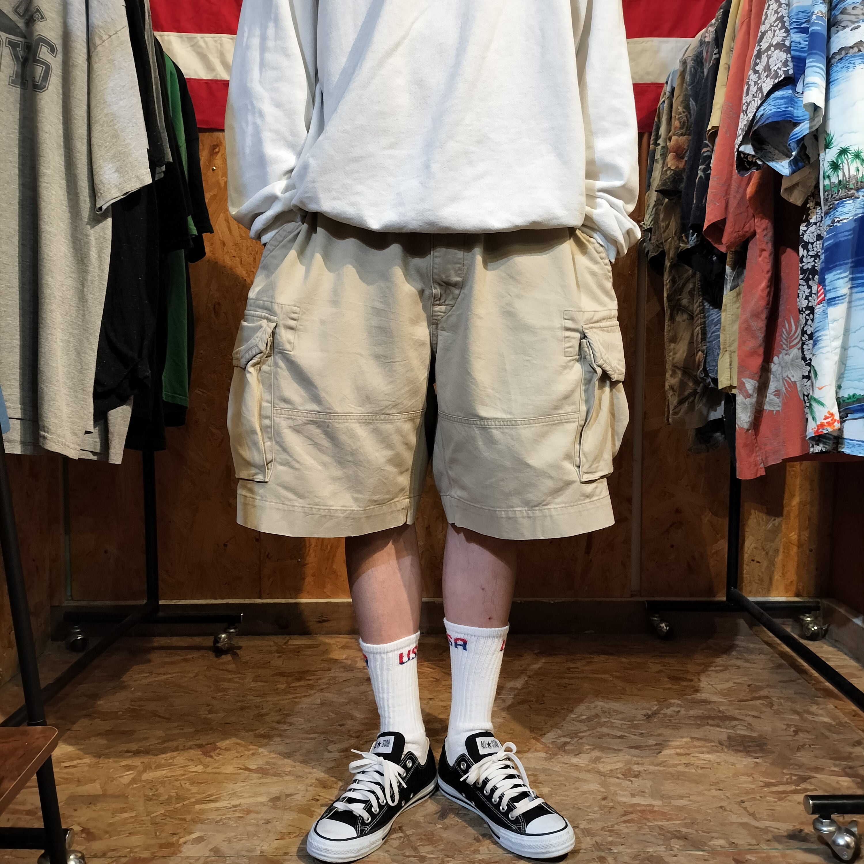 Used ショートパンツ◆w42 Polo b Ralph Lauren ベージュ カーゴショーツ◆USA古着 ヴィンテージ