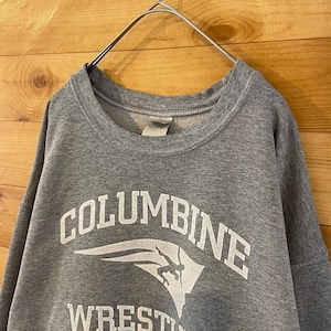 【GILDAN】コロンバイン高校 レスリング部 スウェット トレーナー プリント columbine wrestling ロゴ ヒビ割れ L US古着