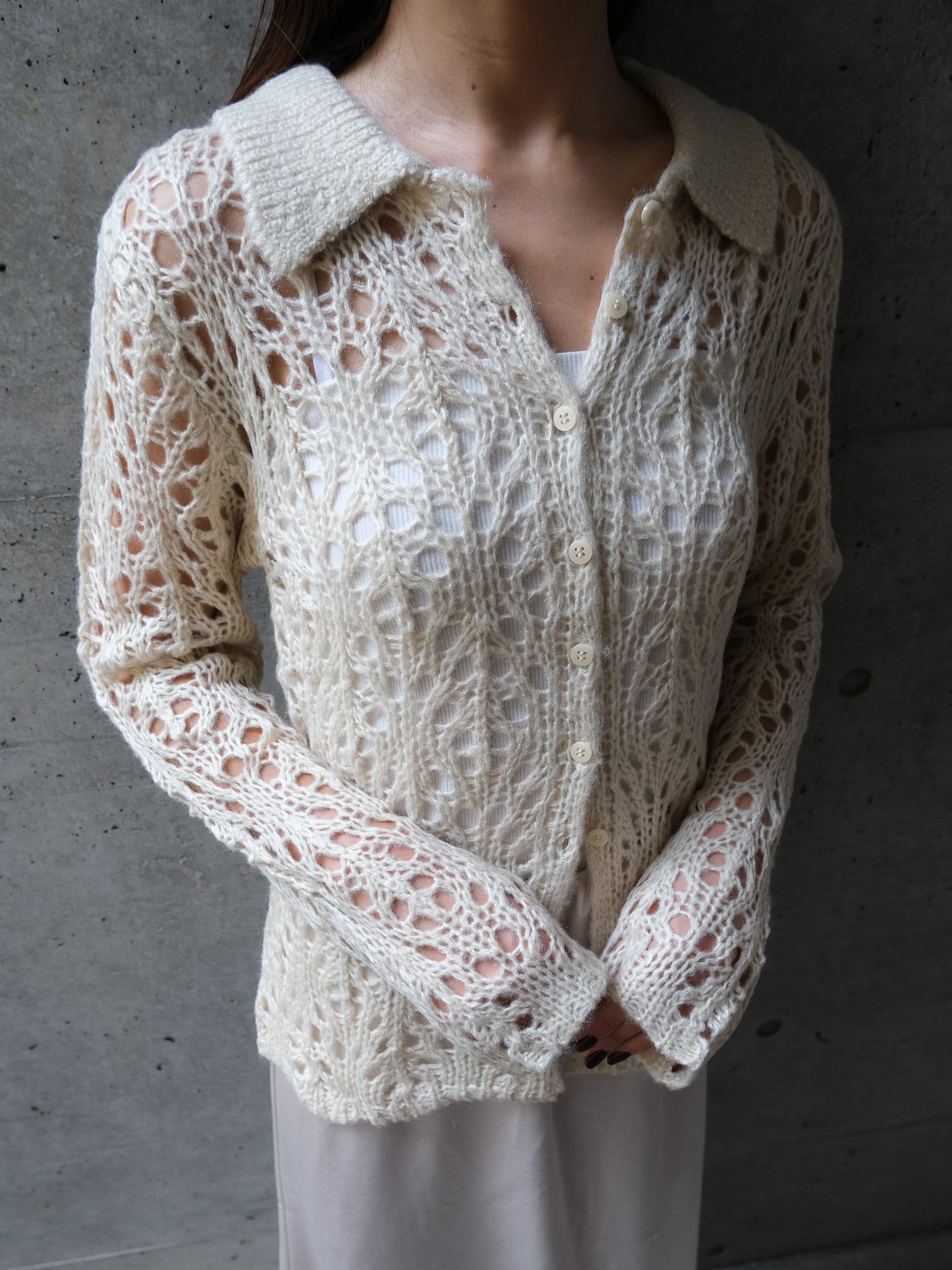 MOHAIR POLO KNIT CD(ﾓﾍｱﾎﾟﾛﾆｯﾄｶｰﾃﾞ)【7533147】 | CIEL'AIR