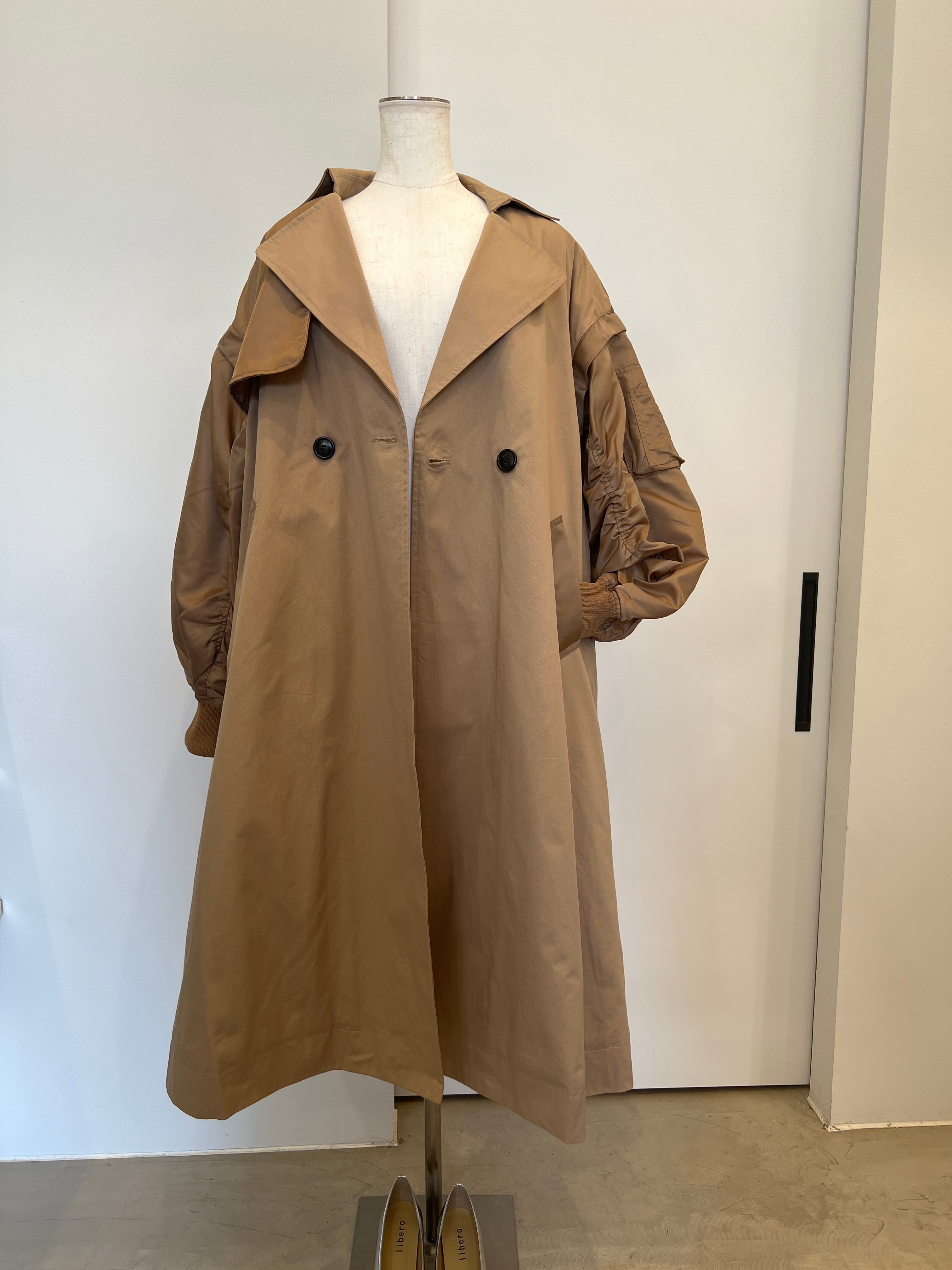 【SELECT】MA-1スリーブビッグカラーロングコート 24-0187