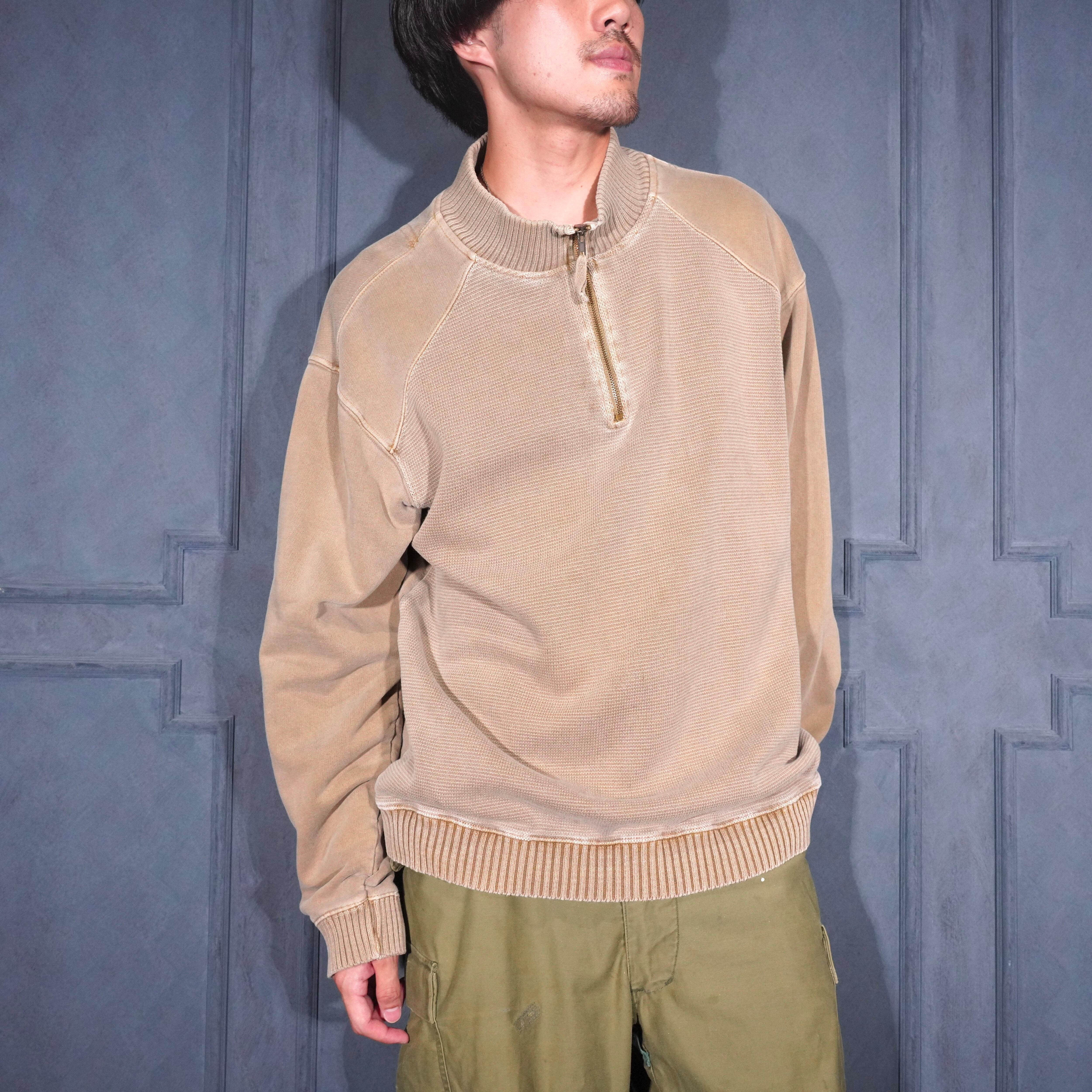 USA VINTAGE THE TERRITORY AHEAD FADED DESIGN HALF ZIP SWEAT SHIRT