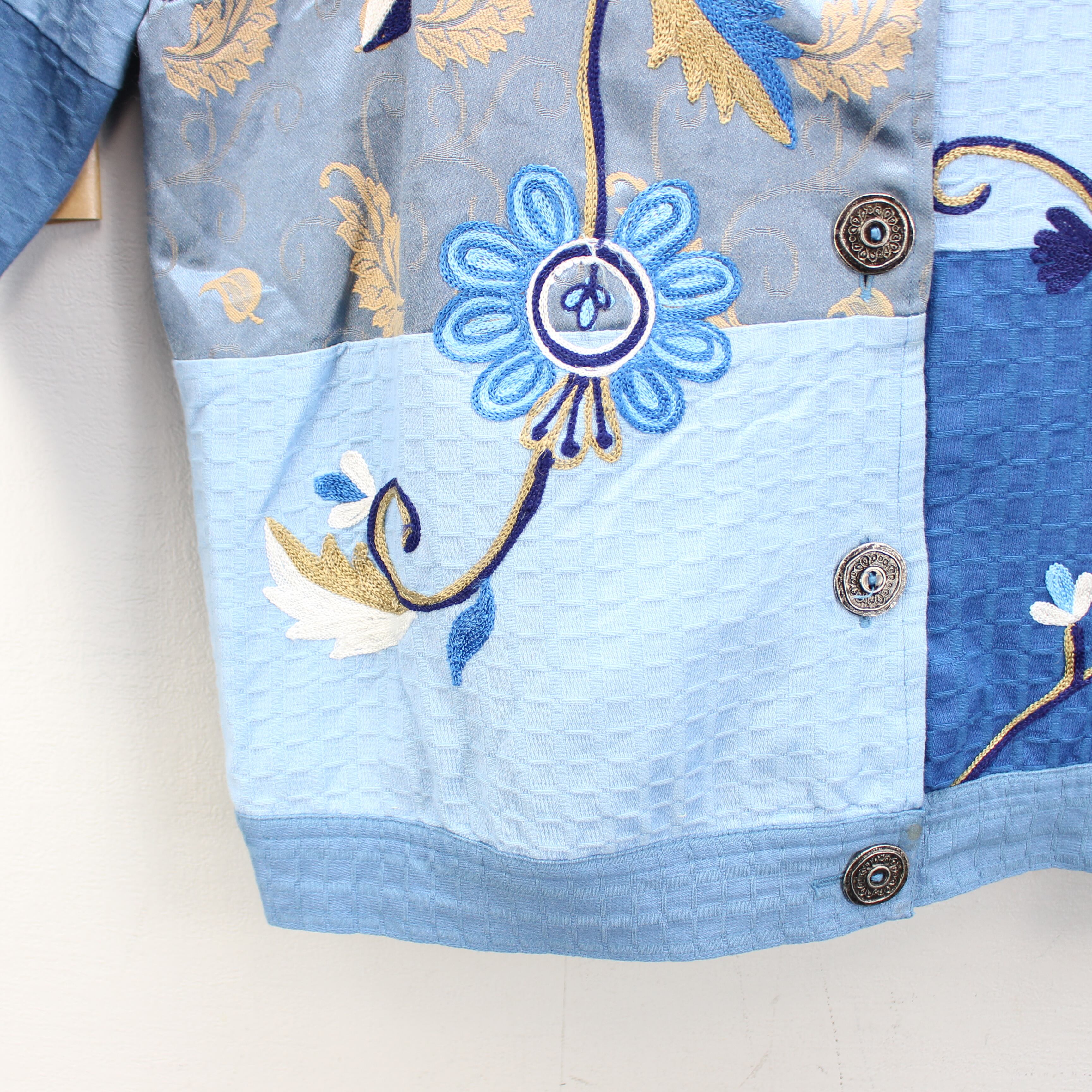 USA VINTAGE INDIGO MOON EMBROIDERY PATCH WORK DESIGN JACKET