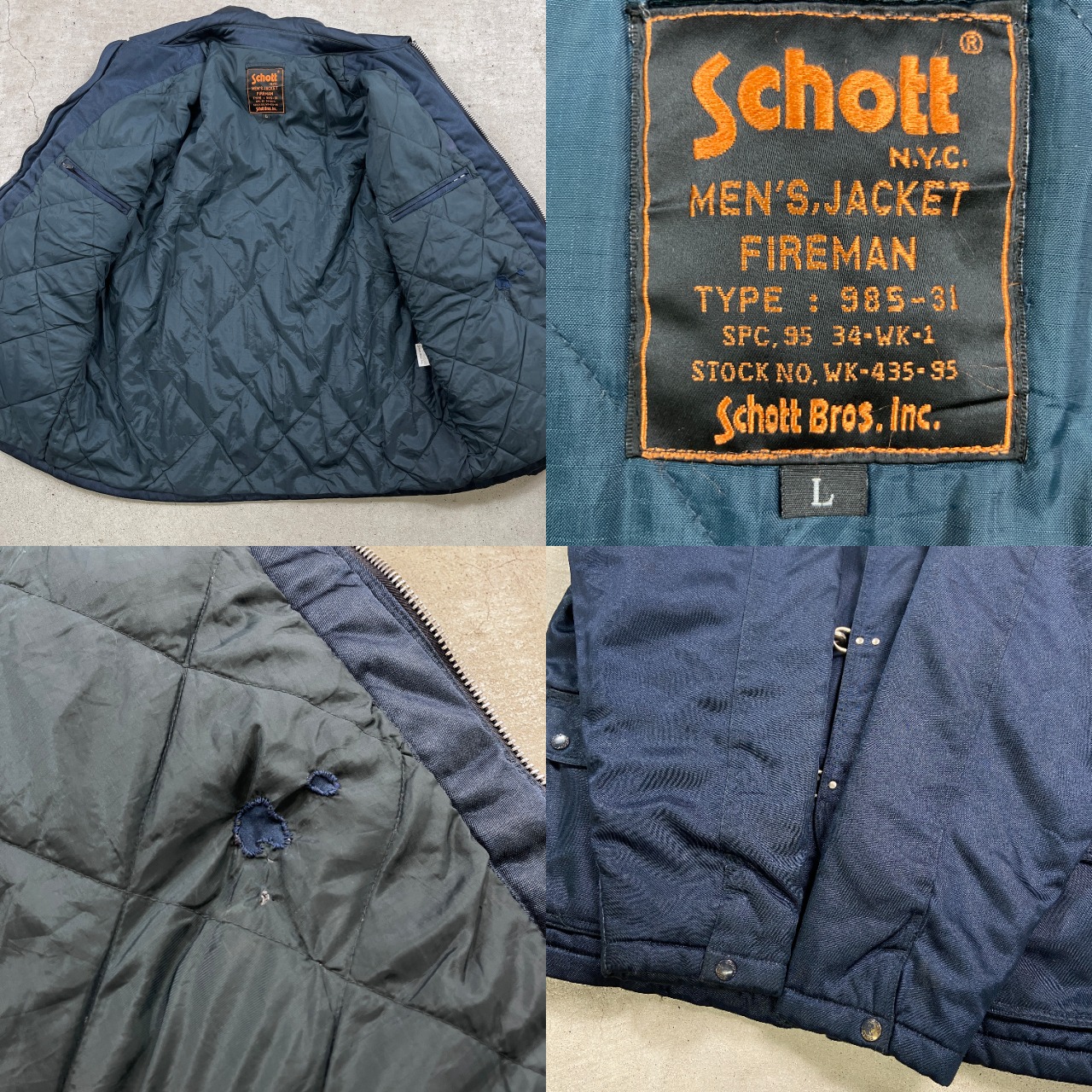 90年代 Schott ショット ファイヤーマンジャケット TYPE: 985-31 