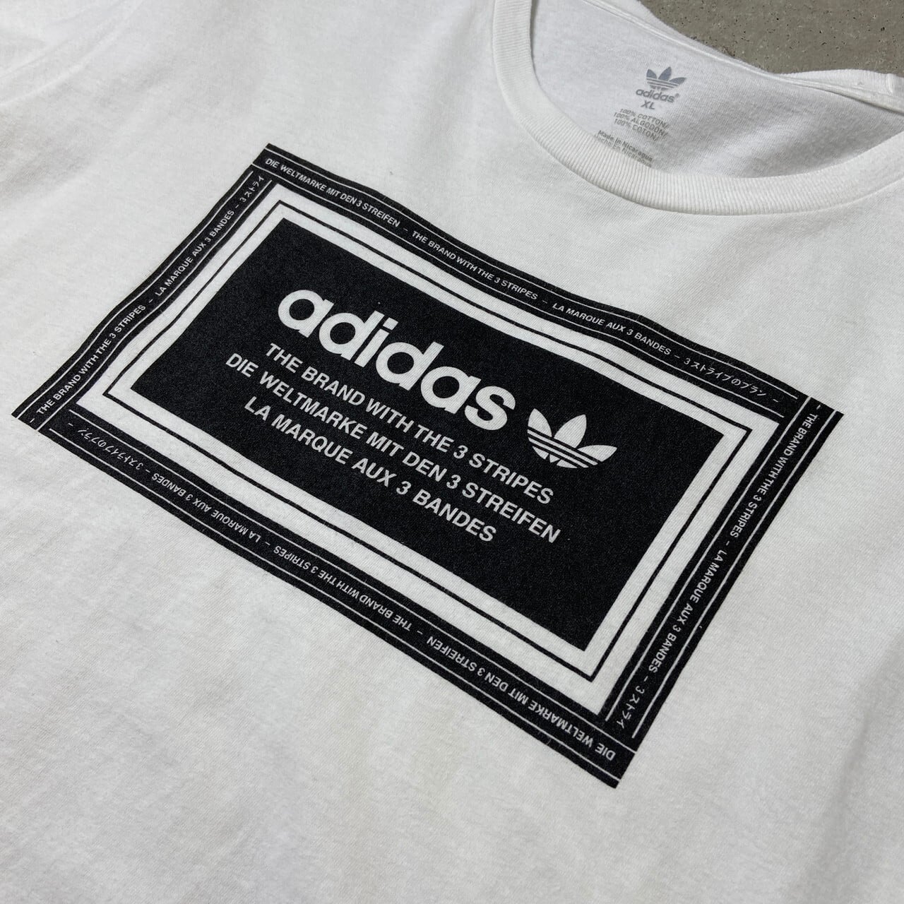白タグ　希少モデル　ビックサイズ　アディダスオリジナル　トレフォイル　XL adidas originals アディダス トレフォイルロゴ プリントTシャツ
