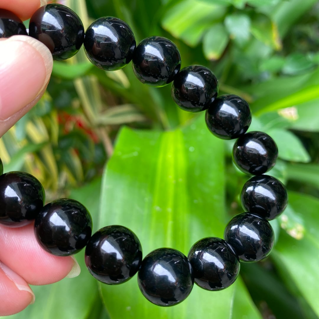 ✨特売‼︎ 天然黒珊瑚ブレスレット12.5mm✨お守り、交通安全