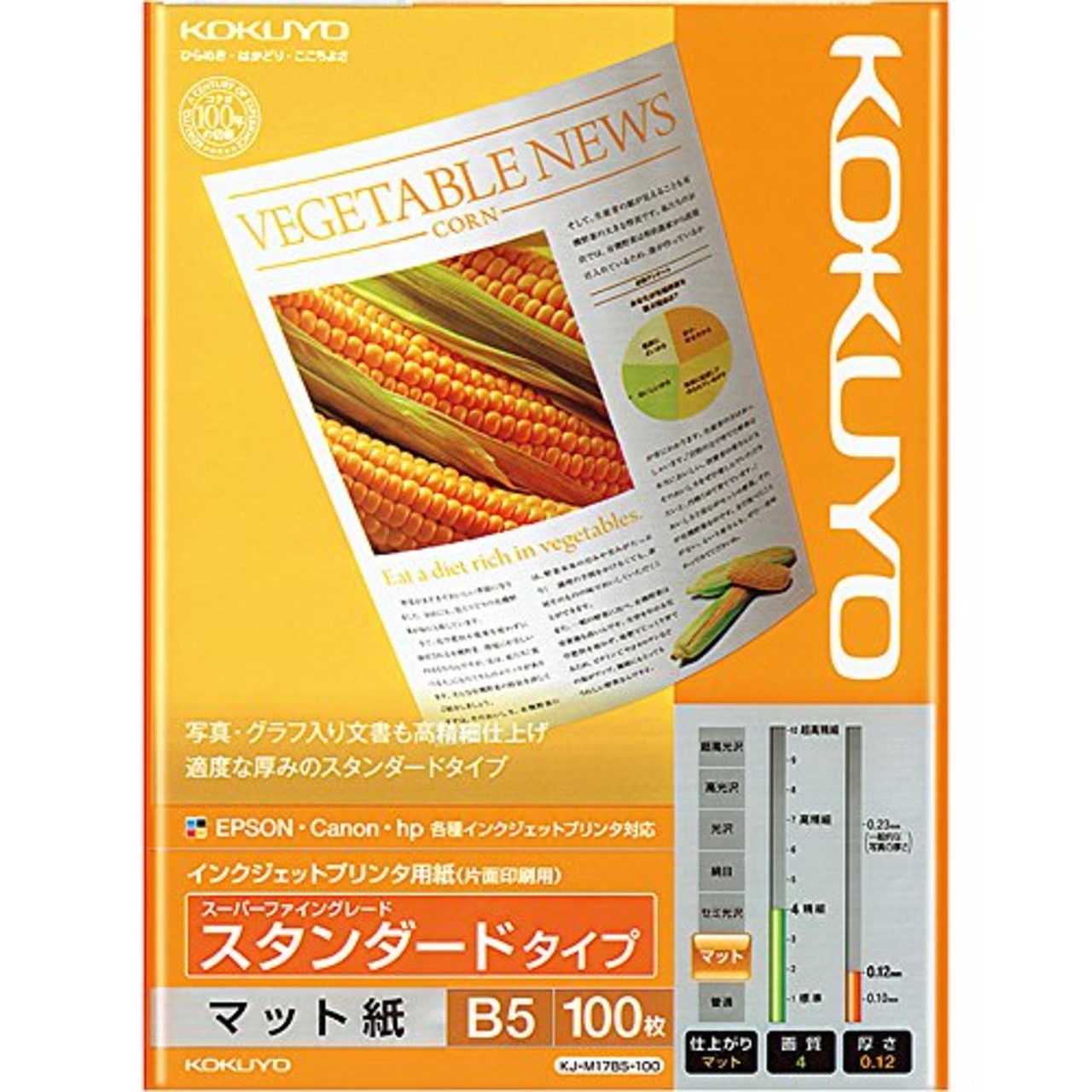 コクヨ(KOKUYO) インクジェットプリンタ用紙 スタンダード B5 100枚 KJ-M17B5-100