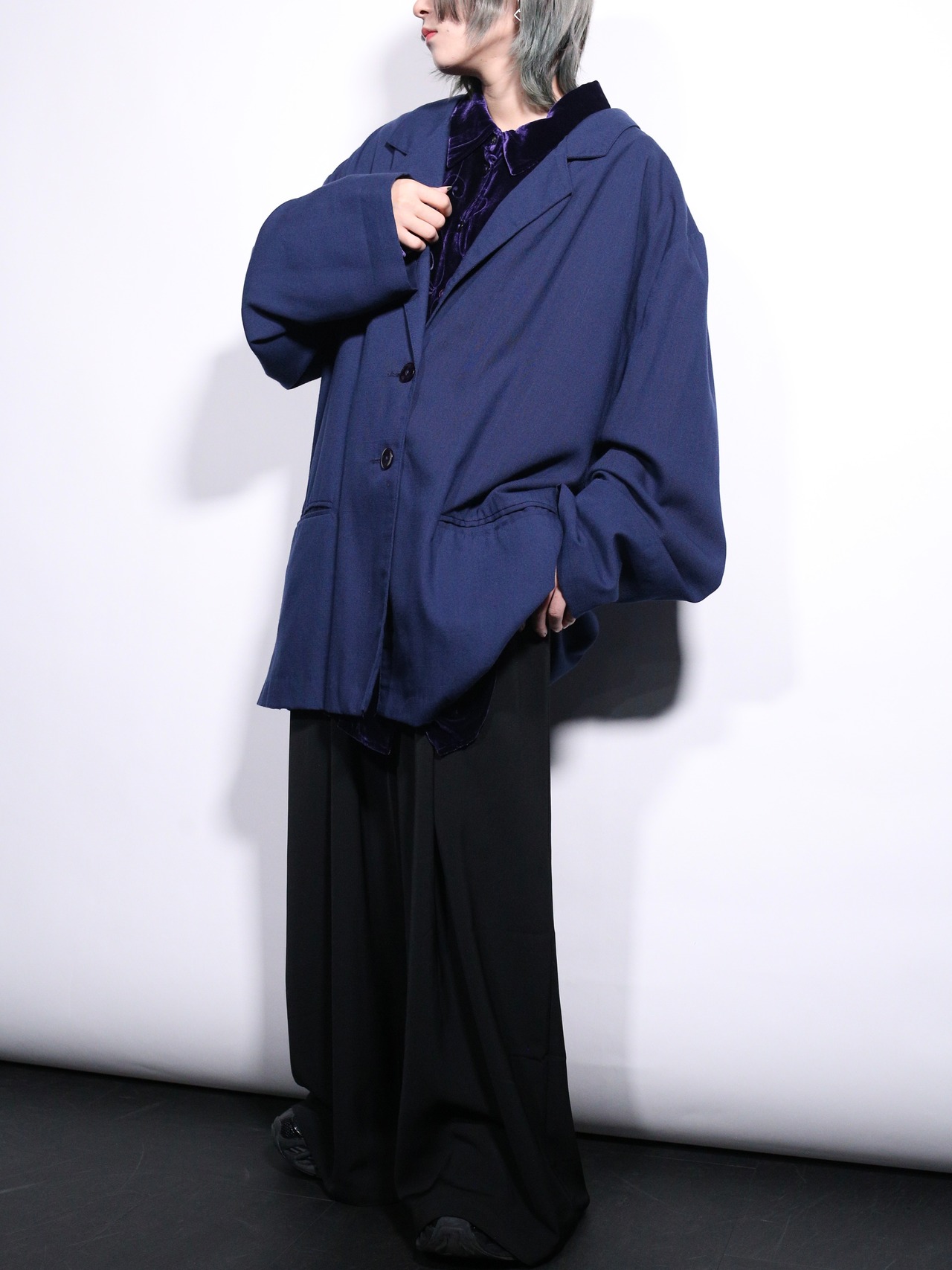 over silhouette deep navy easy tailored jacket - 3