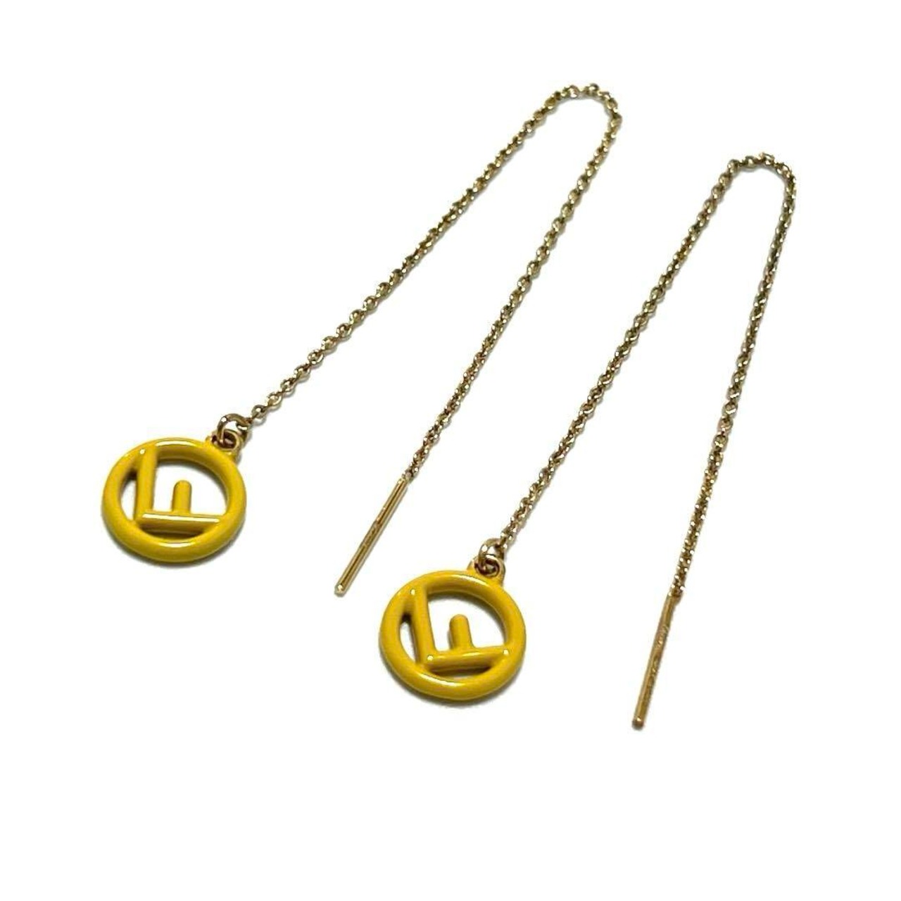 超美品】フェンディ FENDI レディース チェーン ドロップ ピアス エフ  