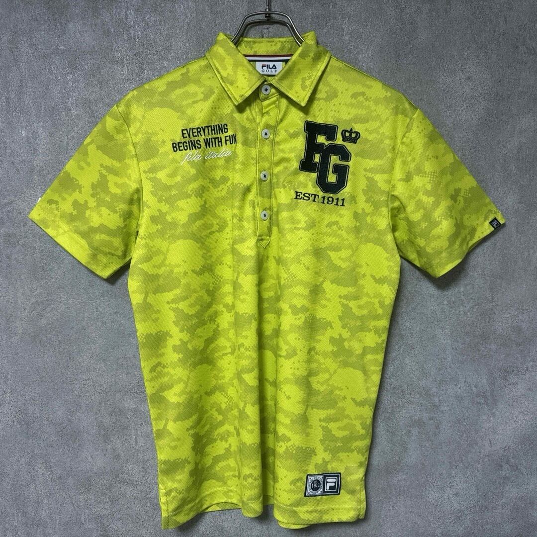 メンズ】FILA GOLF フィラゴルフ 半袖 ポロシャツ 総柄 カモフラ