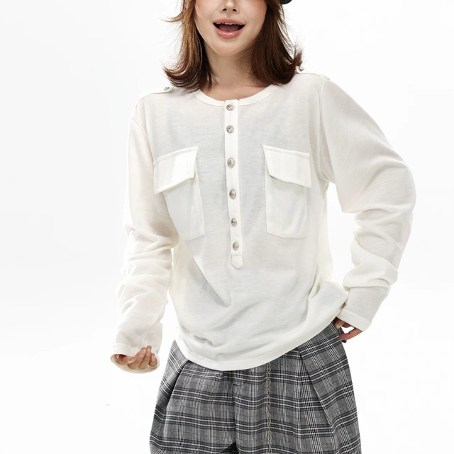 double-pocket front-button tee　ダブルポケットフロントボタンティー　J2124