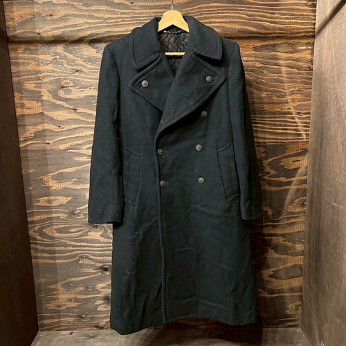 貴重 50s カナダ軍 実物 ヴィンテージ オーバー グレートコート Canadian Army Great Coat ダブル ミリタリー 将校 黒 60s ブラック