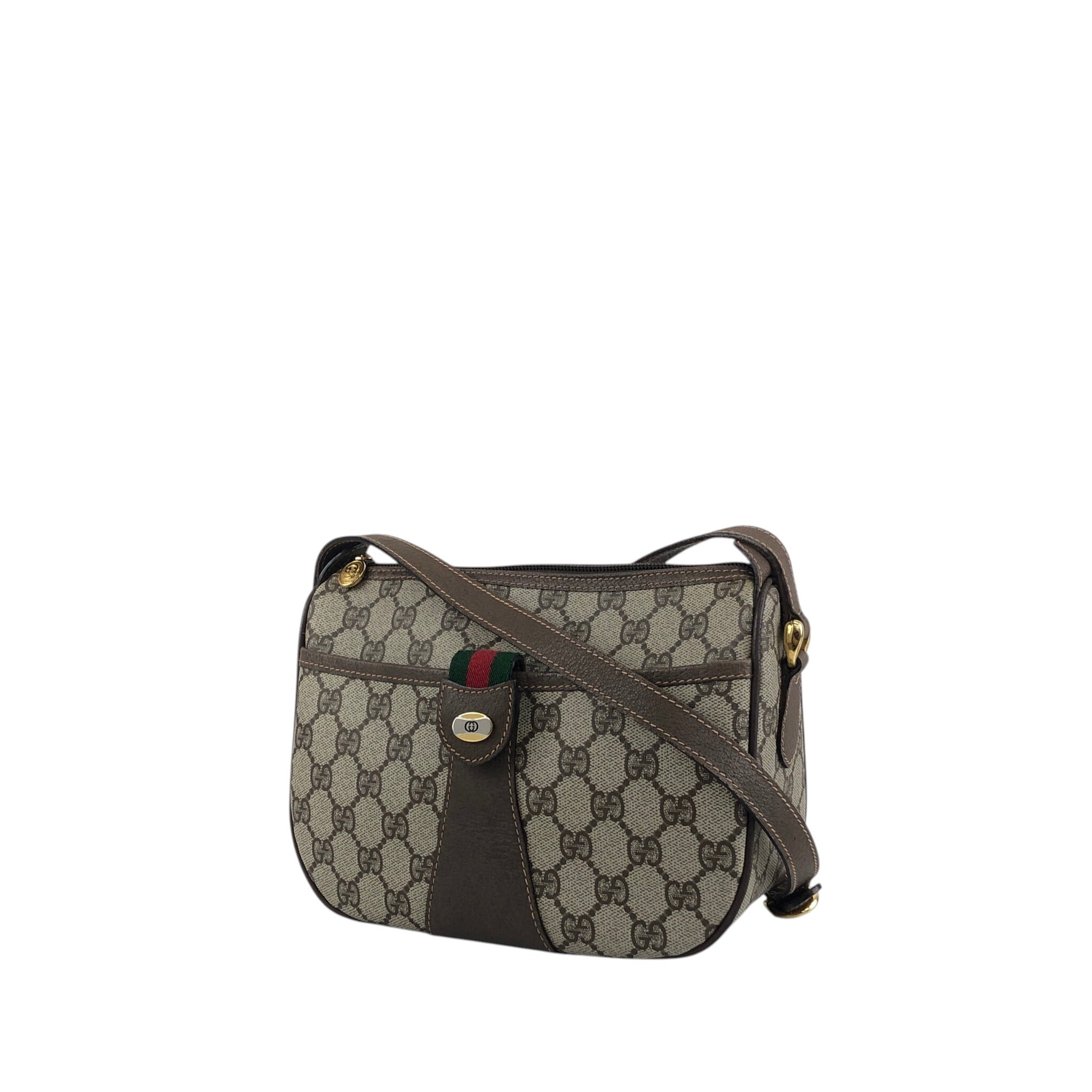 GUCCI グッチ シェリーライン ショルダーバッグ ベージュ PVC レザー