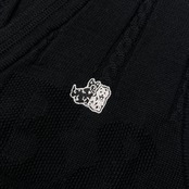 Black & White ブラックアンドホワイト ケーブル編み 前ボタン ウールニットベスト サイズ M /ブラック&ホワイト/ゴルフ/日本製