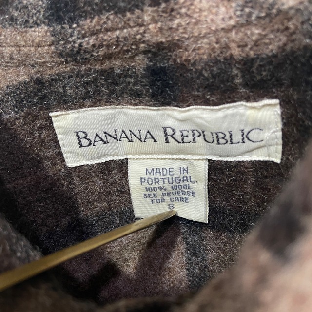 90s バナナリパブリック バナリパ チェック柄ウールシャツ ブラウン S