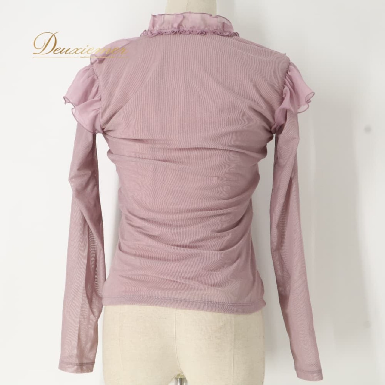 社交ダンス 衣装 Chacott ROYAL DANCE チャコットロイヤルダンス トップス ブラウス レッスンウェア ピンク系 フリル リボン 透け感 シースルー 長袖 淡色 かわいい おしゃれ 上品 大人っぽい 淡いピンク ダンス 練習 レッスン ダンス衣装 練習着 社交ダンス衣装