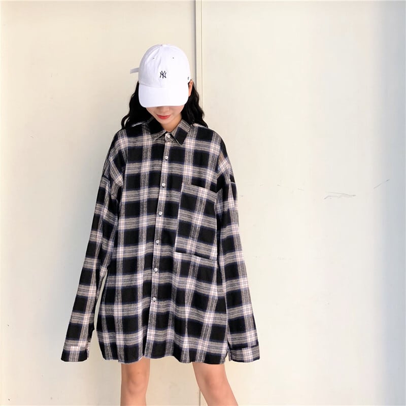 シャツジャケット チェック 長袖 アウター 全2色 韓国 アウター シャツジャケット トップス 長袖 チェック レトロ 韓国