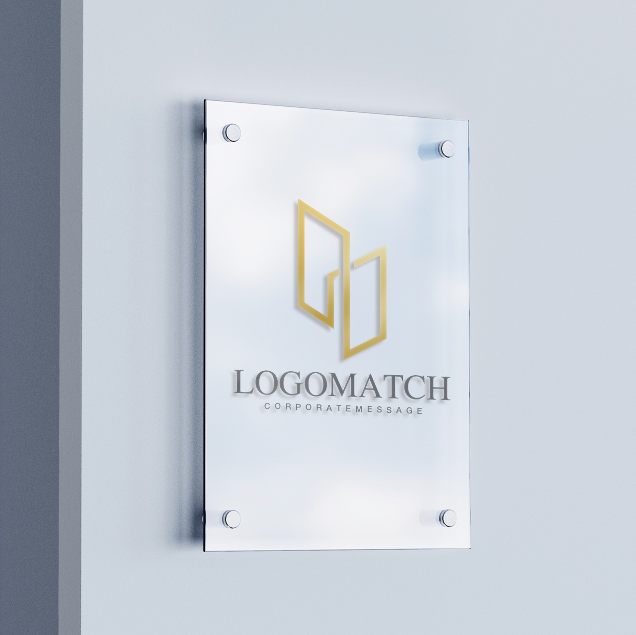 力強くそびえ立つビルのロゴ