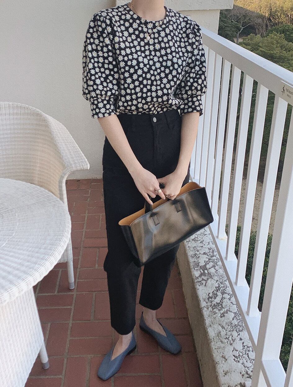 【ヴィンテージ】花総柄短丈デザイナーズブラウス　フェミニン　used BS2