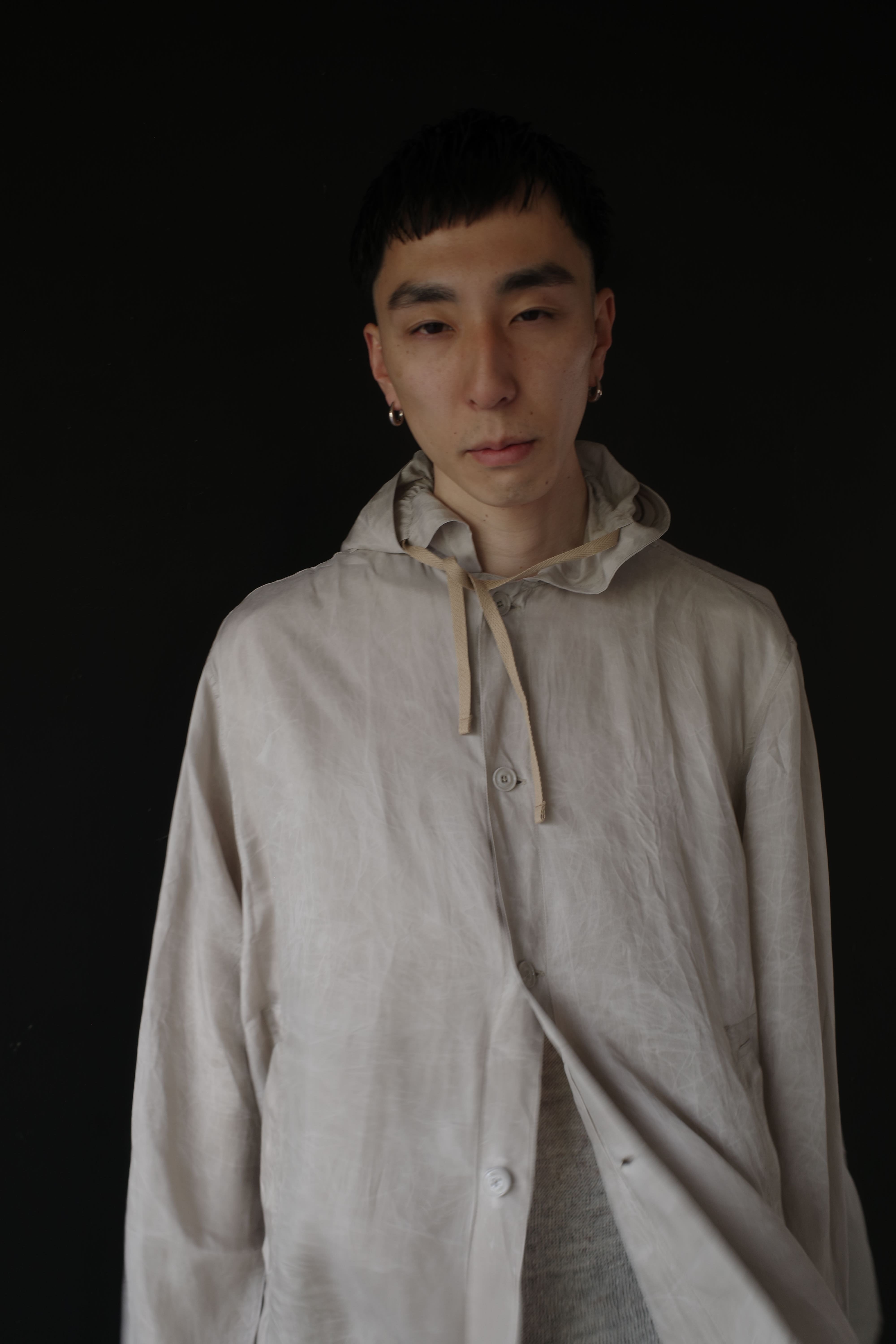 BPS OUR LEGACY ROVER SHIRT Ghost Grey Wax Dipped Cupro M2262RW