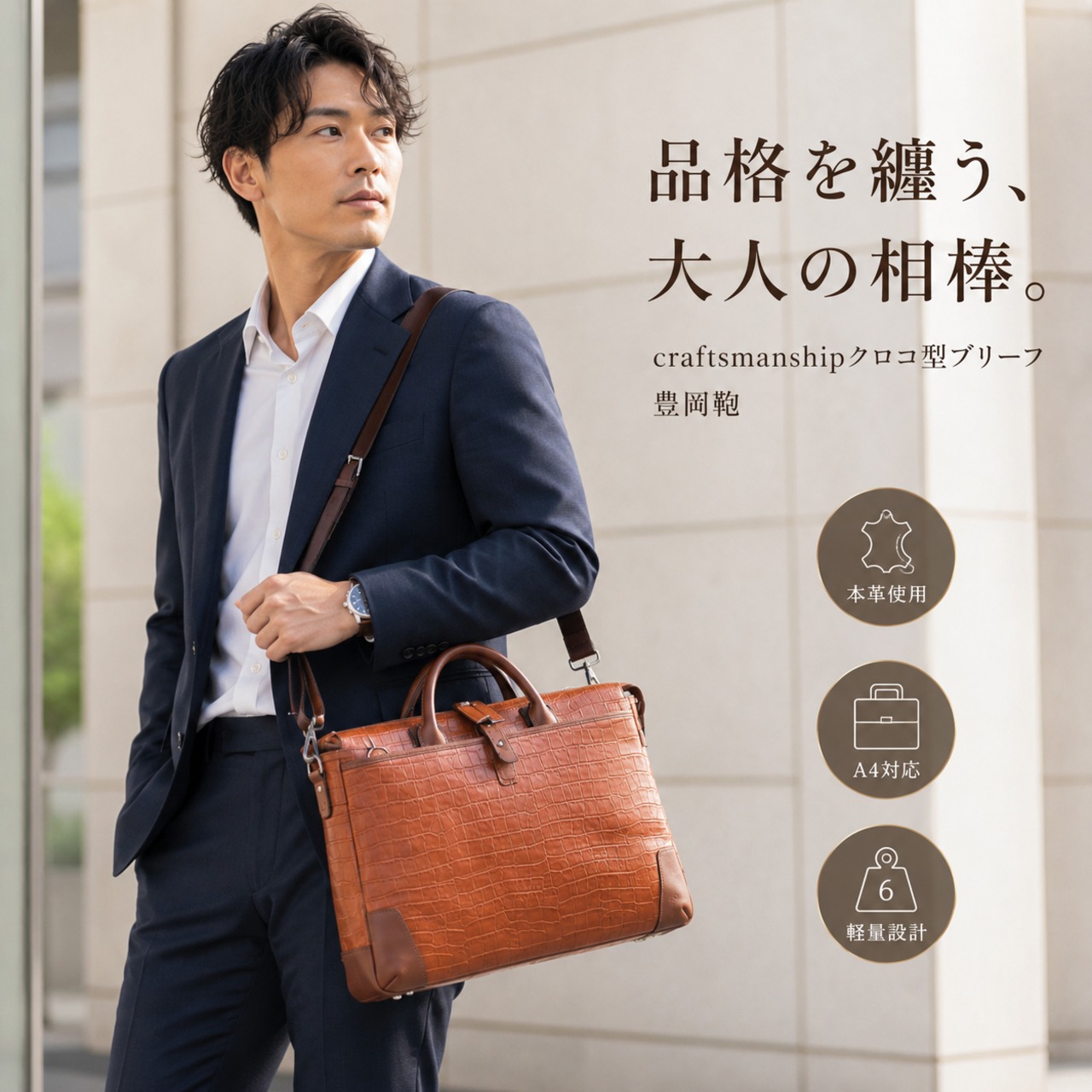 【KIWADA】craftsmanship クロコ型ブリーフ 豊岡鞄 (KW-09) - 2