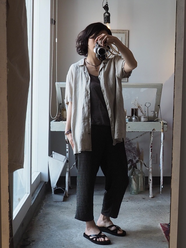 IKE BEHAR Pure Linen Open Collar Shirt