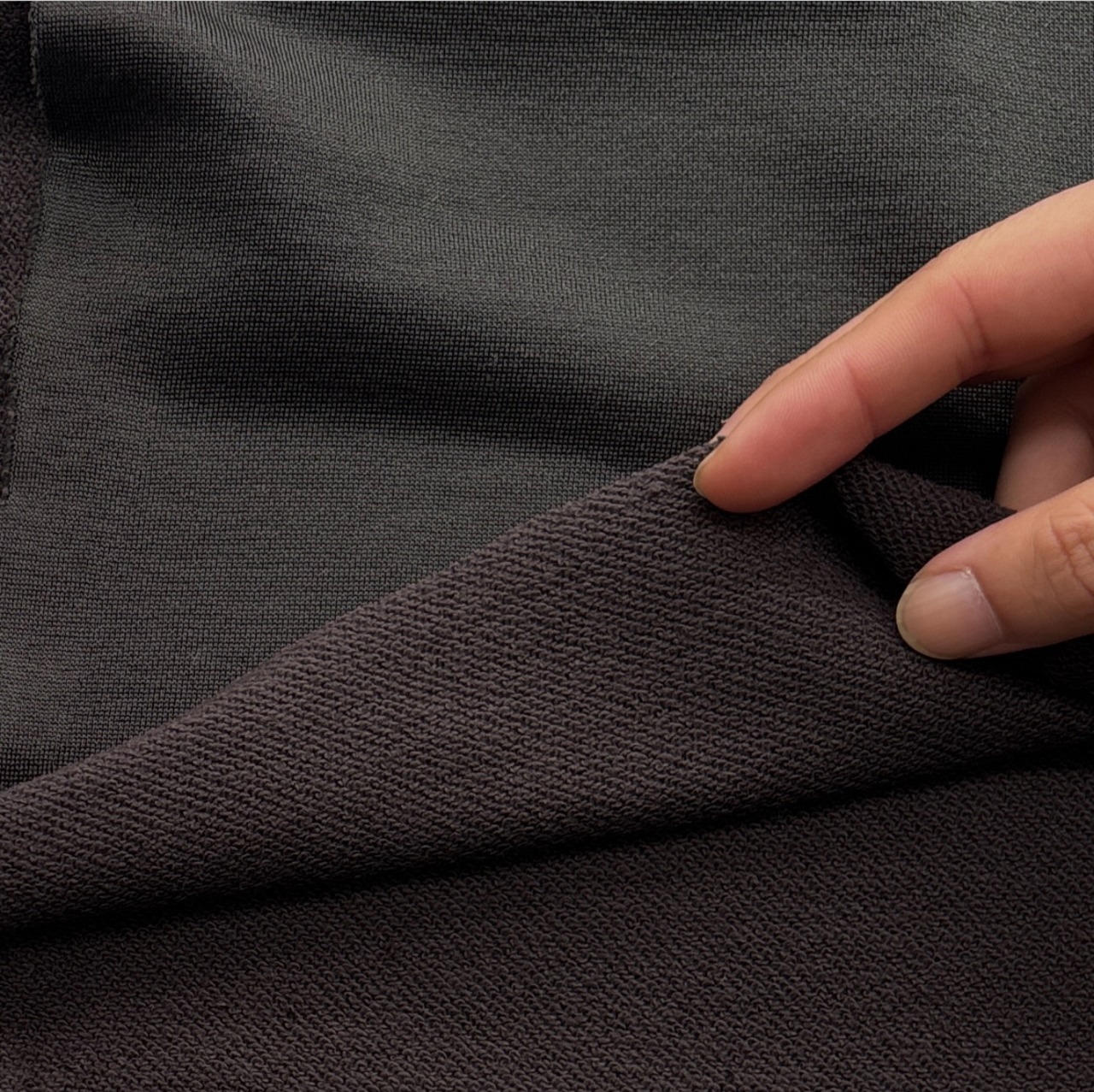 ★TB707◆2m◆綿ポリエステル混裏毛ニット生地◆黒茶色