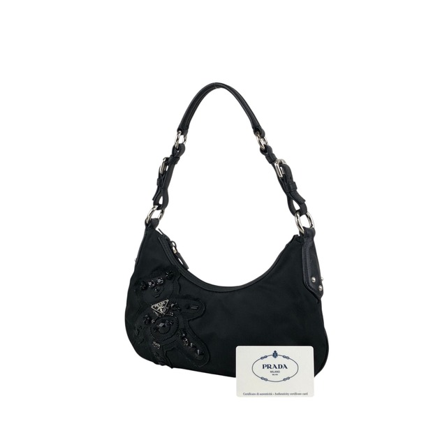 PRADA プラダ ショルダーバッグ ブラック イヴニングベア ナイロン ワンショルダー vintage ヴィンテージ オールド s4bkfb
