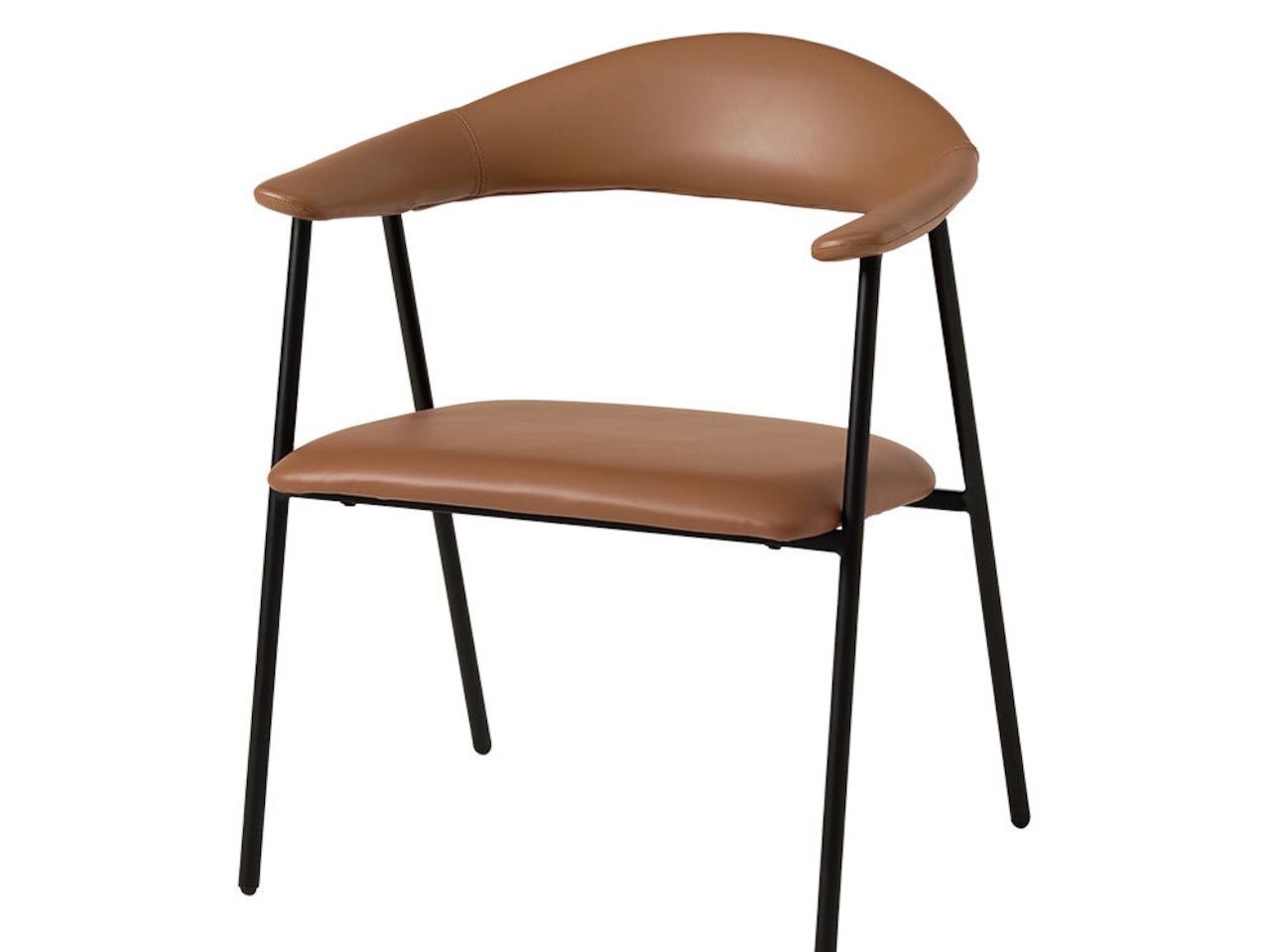 アームチェア 合皮レザー(ブラウン) スチール脚・画像6