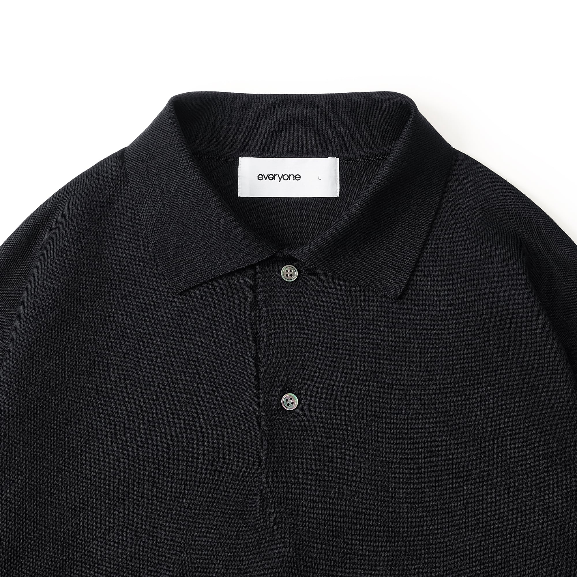 everyone ネイビー ポロシャツ　XL everyone cotton silk high gauge knit polo long sleeve (NAVY