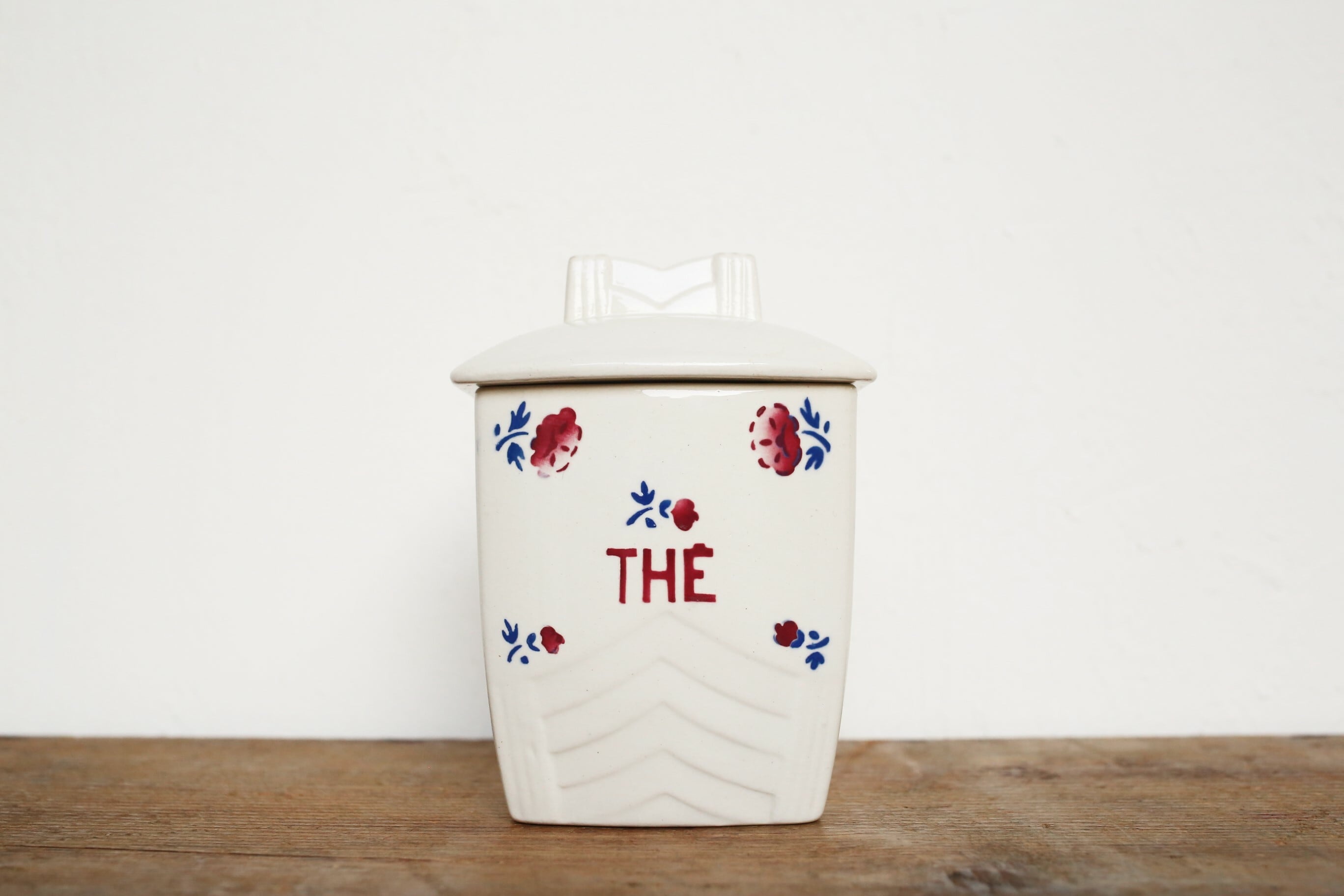 フランス アンティーク ヴィンテージ Badonviller 陶器製 キャニスター「THÉ」N-01810T