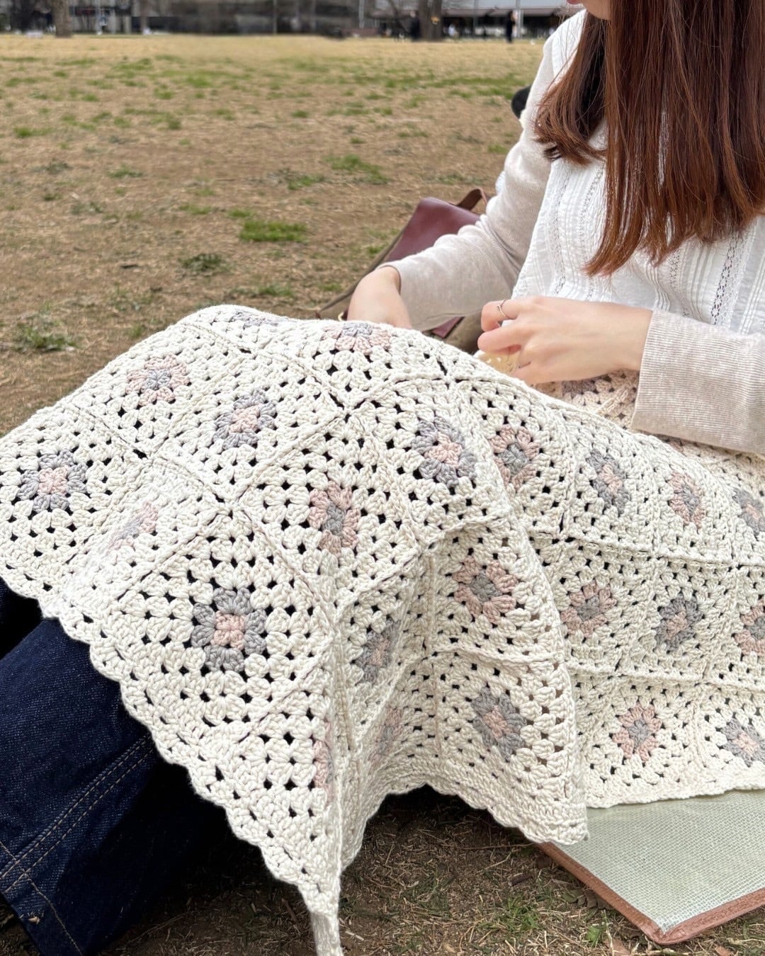 編み物 ブランケット さくらんぼ さくらグラニーのブランケット | Jul Knitting キット(F-001-001/F-001