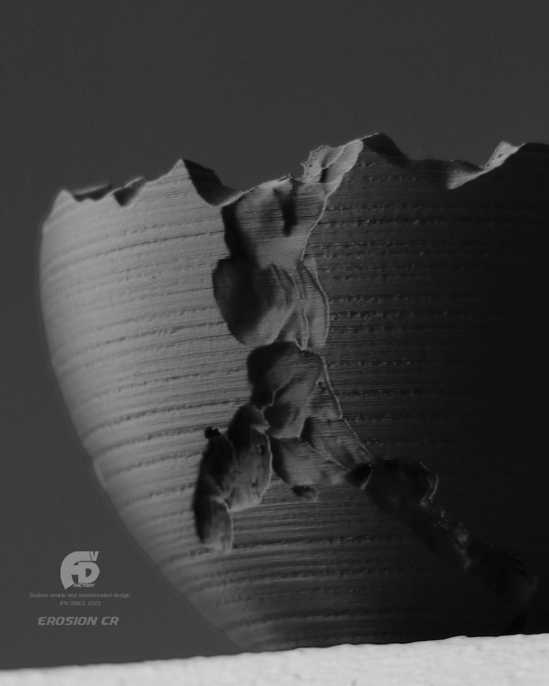 Adv-055-M (120×75) Erosion cr｜自然侵食を模したクラッキング鉢｜3D