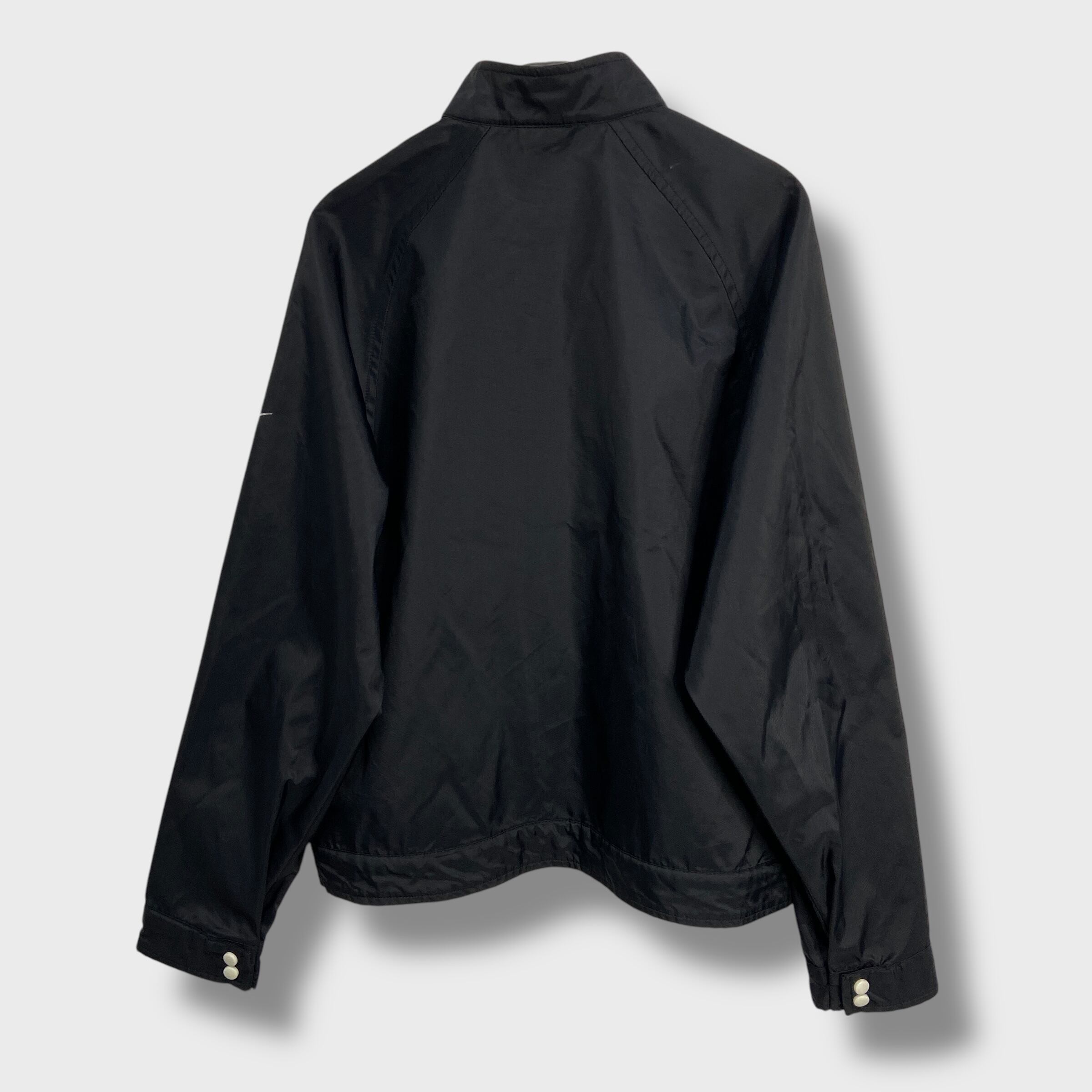 90s ナイキ ナイロンジャケット 短丈 黒 S-M相当 スウォッシュロゴ