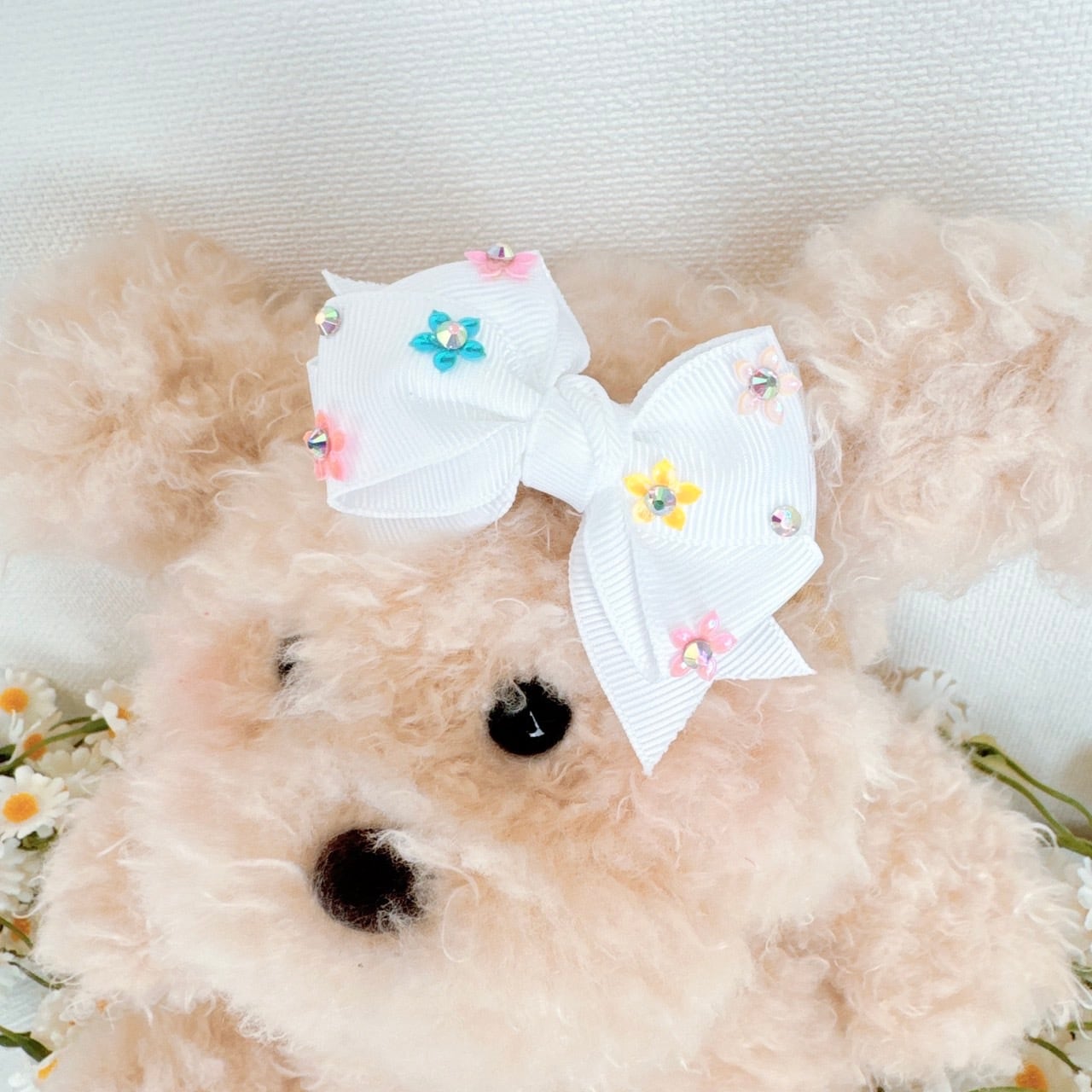 スパンフラワーリボンヘアバンド（後ろ支え付き）