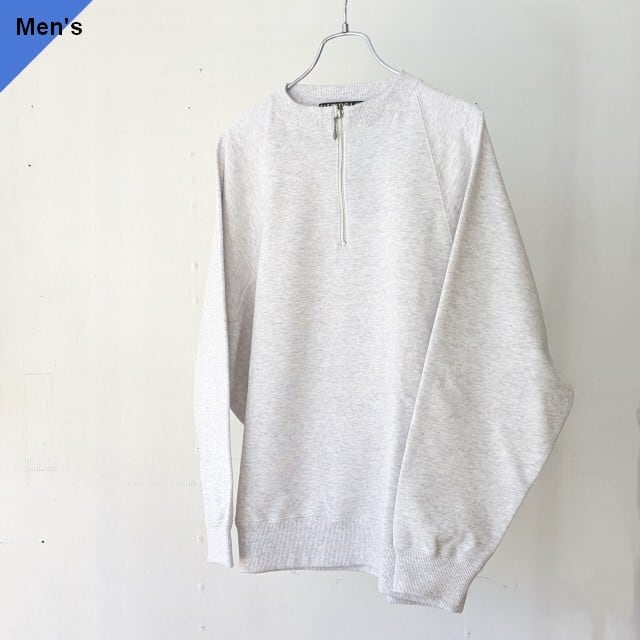 【ラスト1点】HAVERSACK ハイゲージ裏毛スウェットハーフZIPプルオーバー High gauge fleesy stitch half zip pullover (Top Ice Gray)