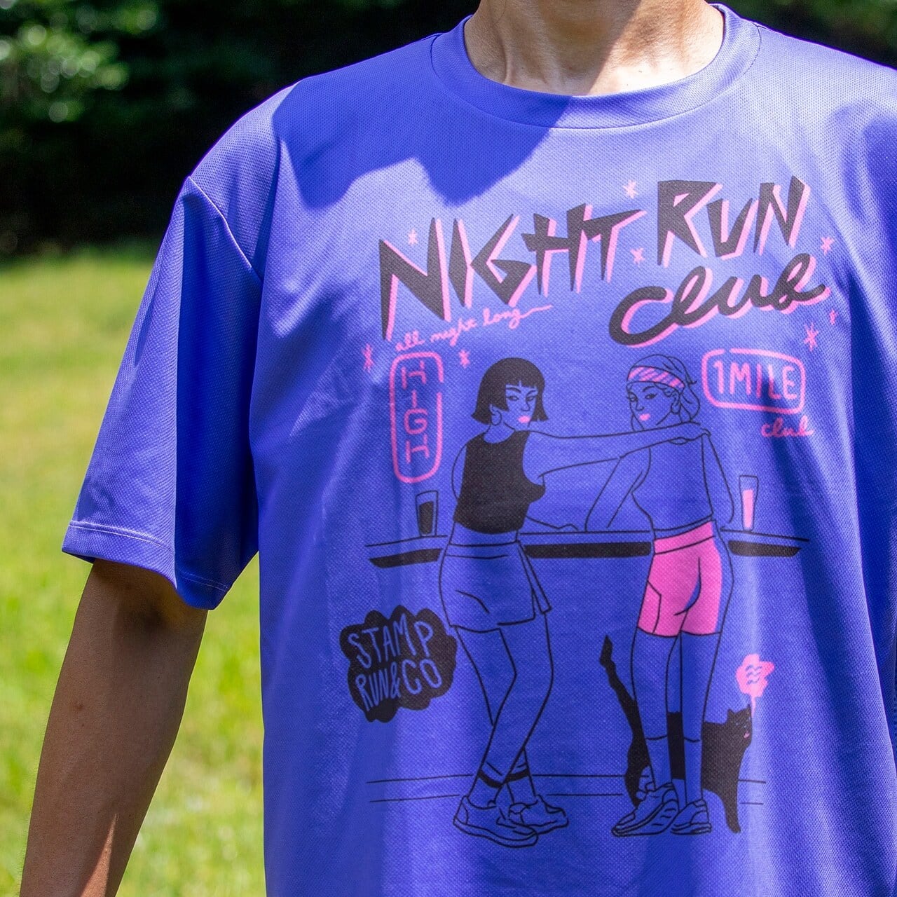 STAMP RUN&CO(スタンプランアンドコー)STAMP WIDE TEE (NIGHT RUN CLUB) メンズレディースランニングワイドTシャツ