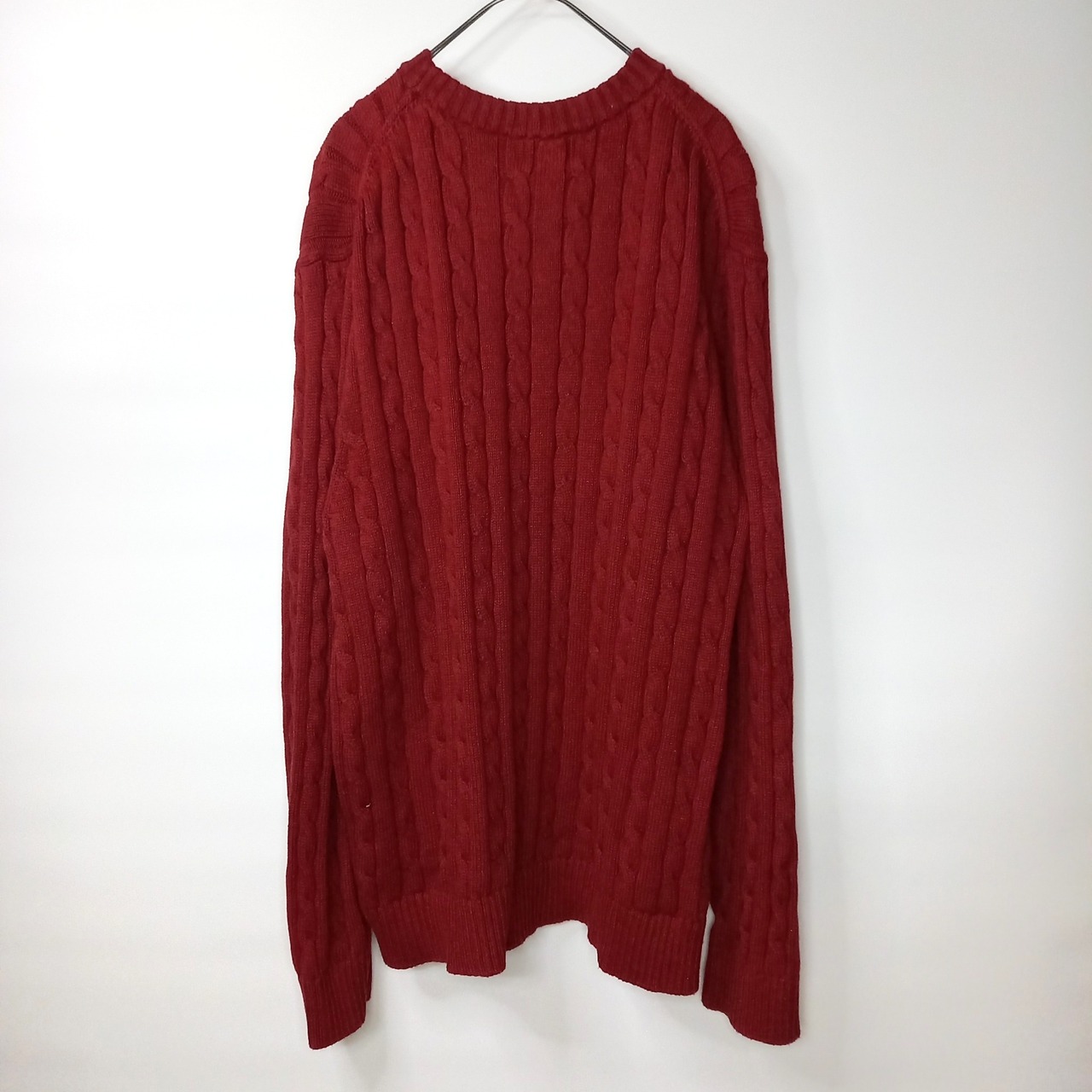 エルエルビーン　クルーネック　ケーブル編み　ニット　セーター　無地　アラン