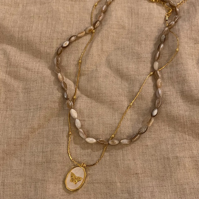 Somedayif天然シェルOR蝶々ネックレス 2s