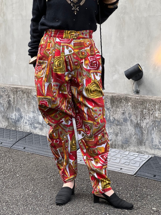 80s geometric  rayon art pants ( ヴィンテージ ジオメトリック  アート  パンツ )