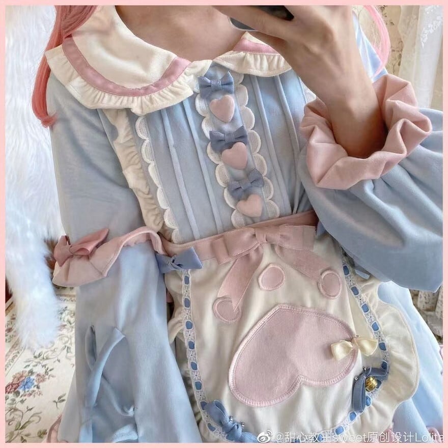 ゆめかわ ワンピース メイド服 エプロン リボン メルヘン ガーリー 甘