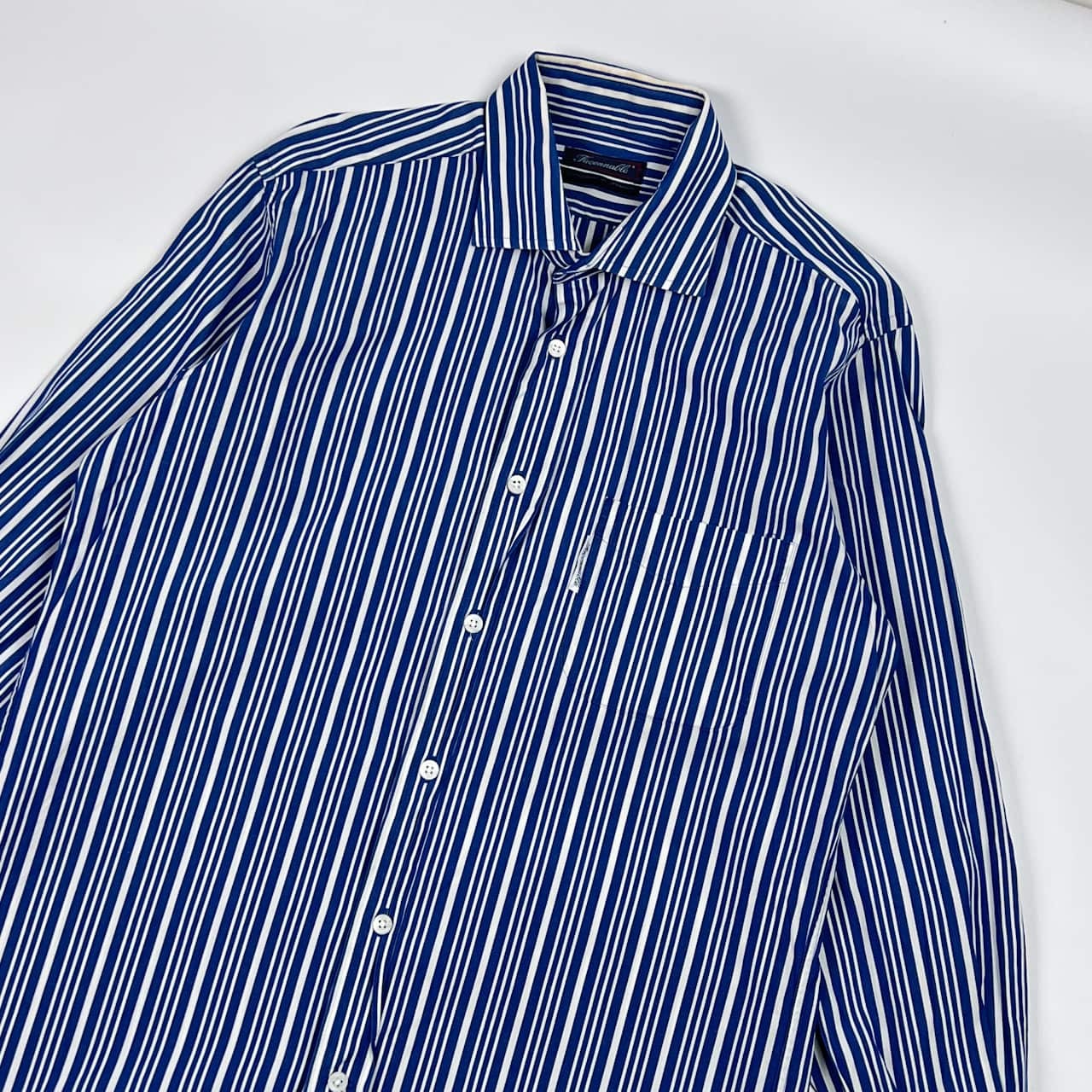 FACONNABLE ファソナブル ストライプ 長袖シャツ 3/ブルー メンズ