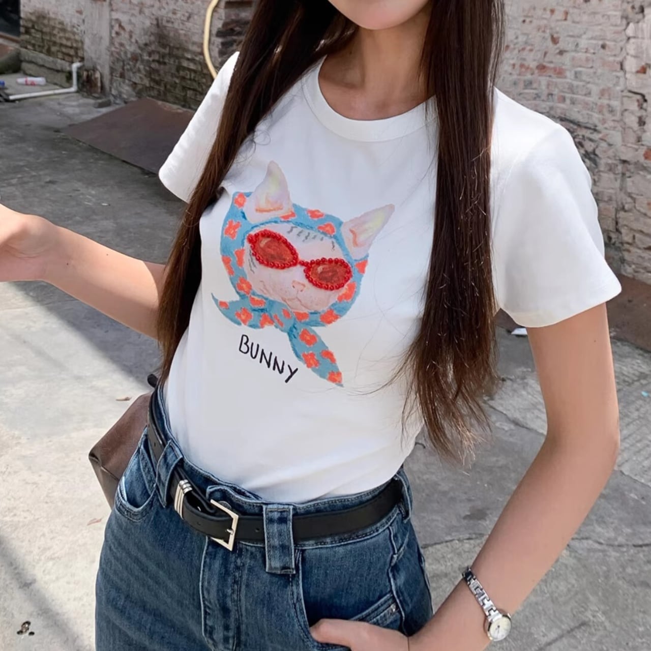 カラーグラスキャットTシャツ(2color) R01286