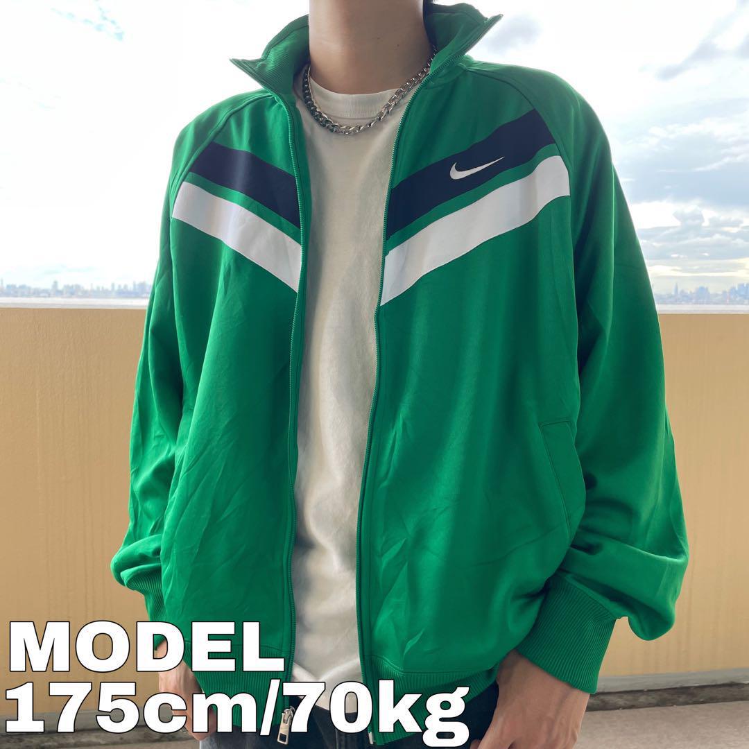 NIKE ナイキ ロゴ刺繍 トラックジャケット XL グリーン 緑 ブラック 白 