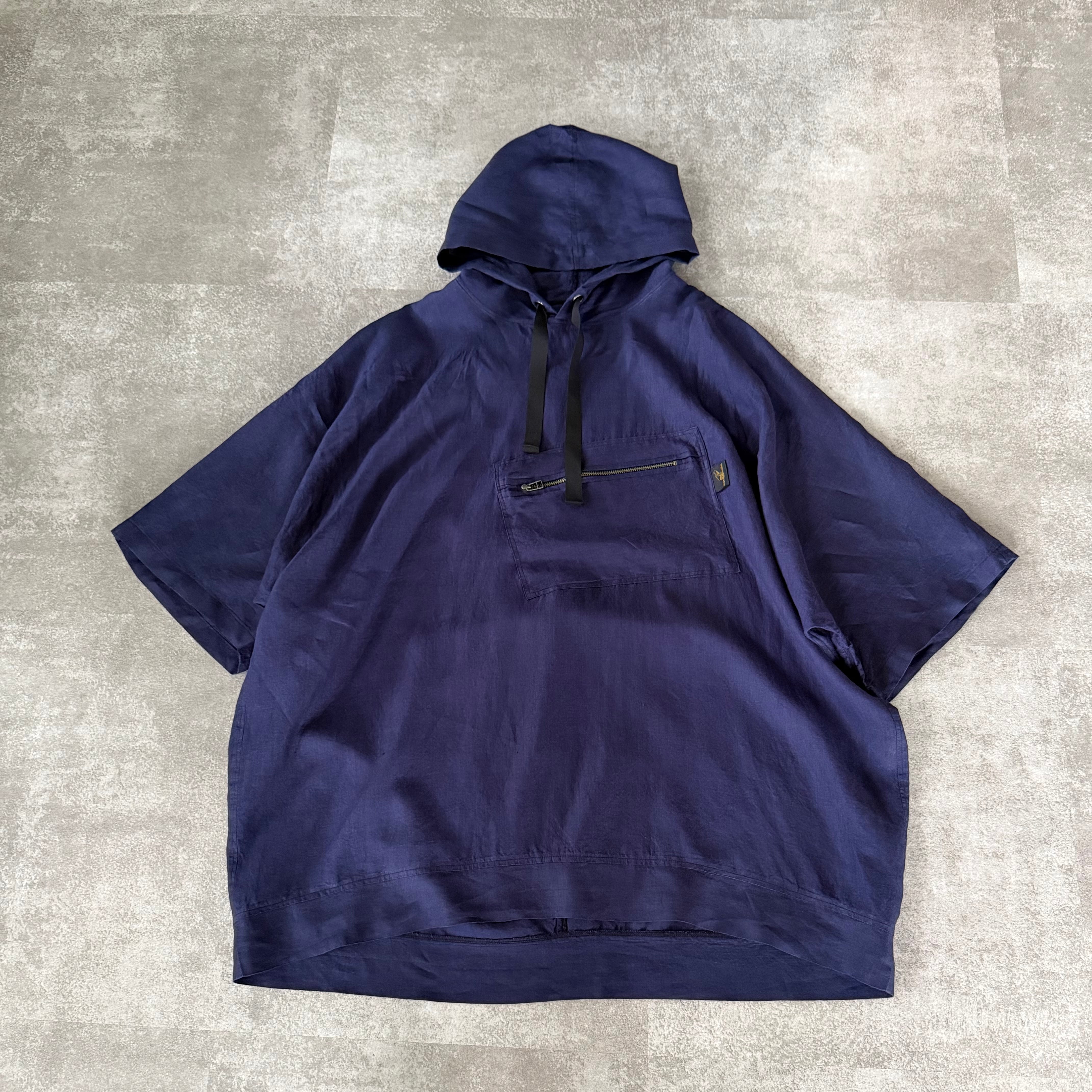 linen hoodie ink blue