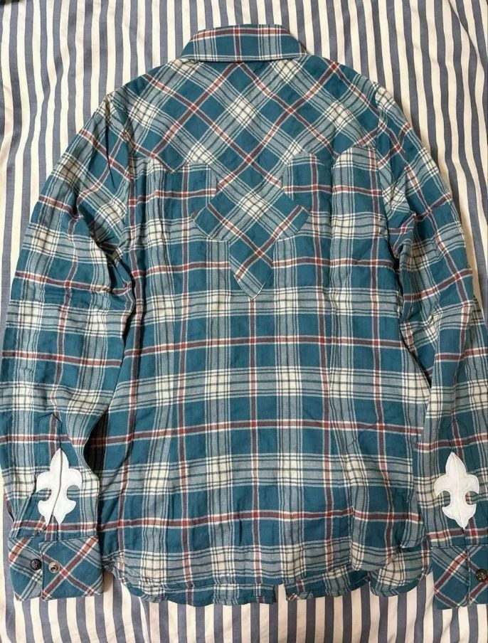 CHROME HEARTS クロムハーツ チェックシャツ 長袖 青 緑 CHROME HEARTS クロムハーツ チェックシャツ 長袖 青 緑