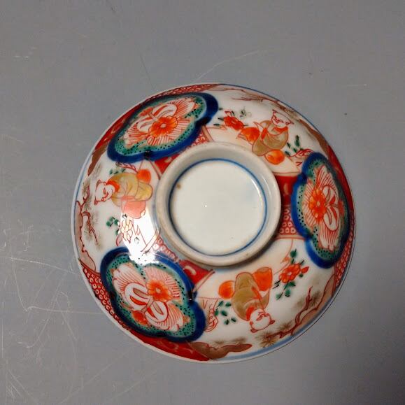 最高級 CE27 古伊万里 桜に丸藤草花 色絵金彩蓋茶碗二客 角款有 / 飯碗