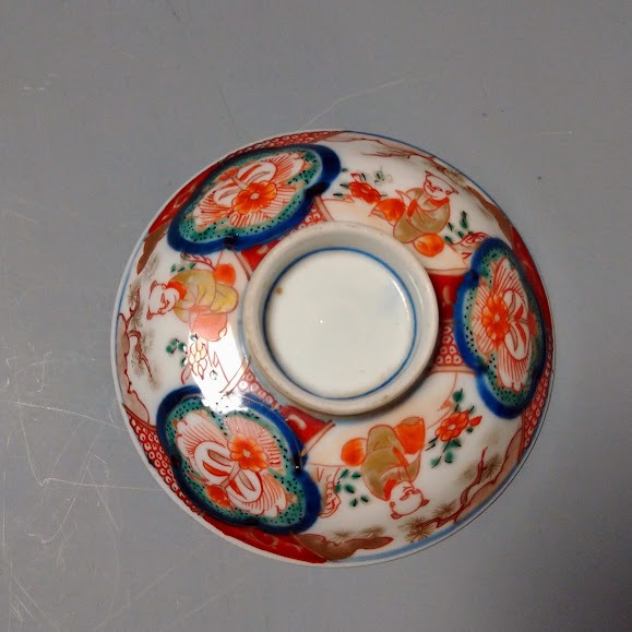 最高級 CE27 古伊万里 桜に丸藤草花 色絵金彩蓋茶碗二客 角款有 / 飯碗